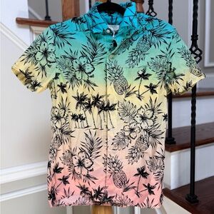 American Eagle Outfitters Blue and Yellow Button Down Shirt